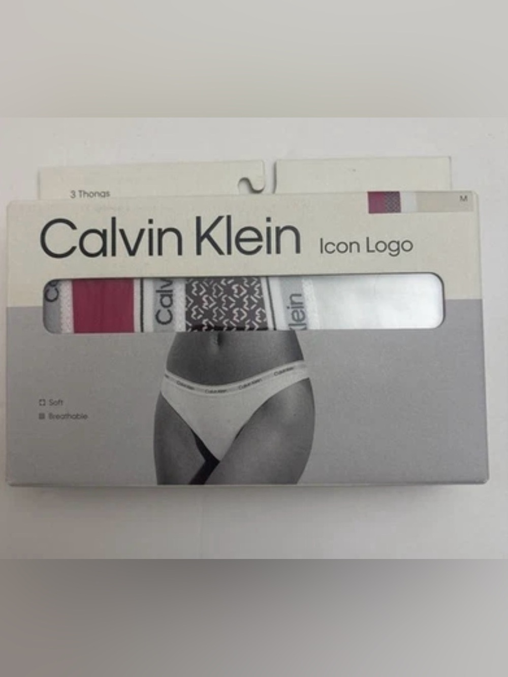 3-Pack Calvin Klein Women's Icon Logo Thong Underwear Size Medium NEW